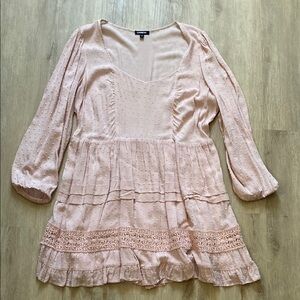 Pink Long Sleeve Dress with Lace Details